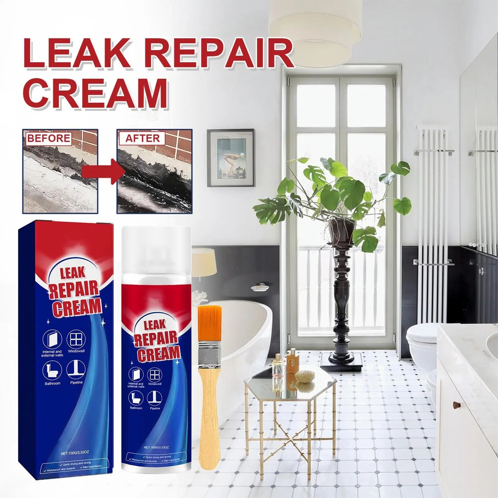 Waterproof Leak Repair Spray Coating with Instant Water-Sealing Protection for Cracks & Leaks