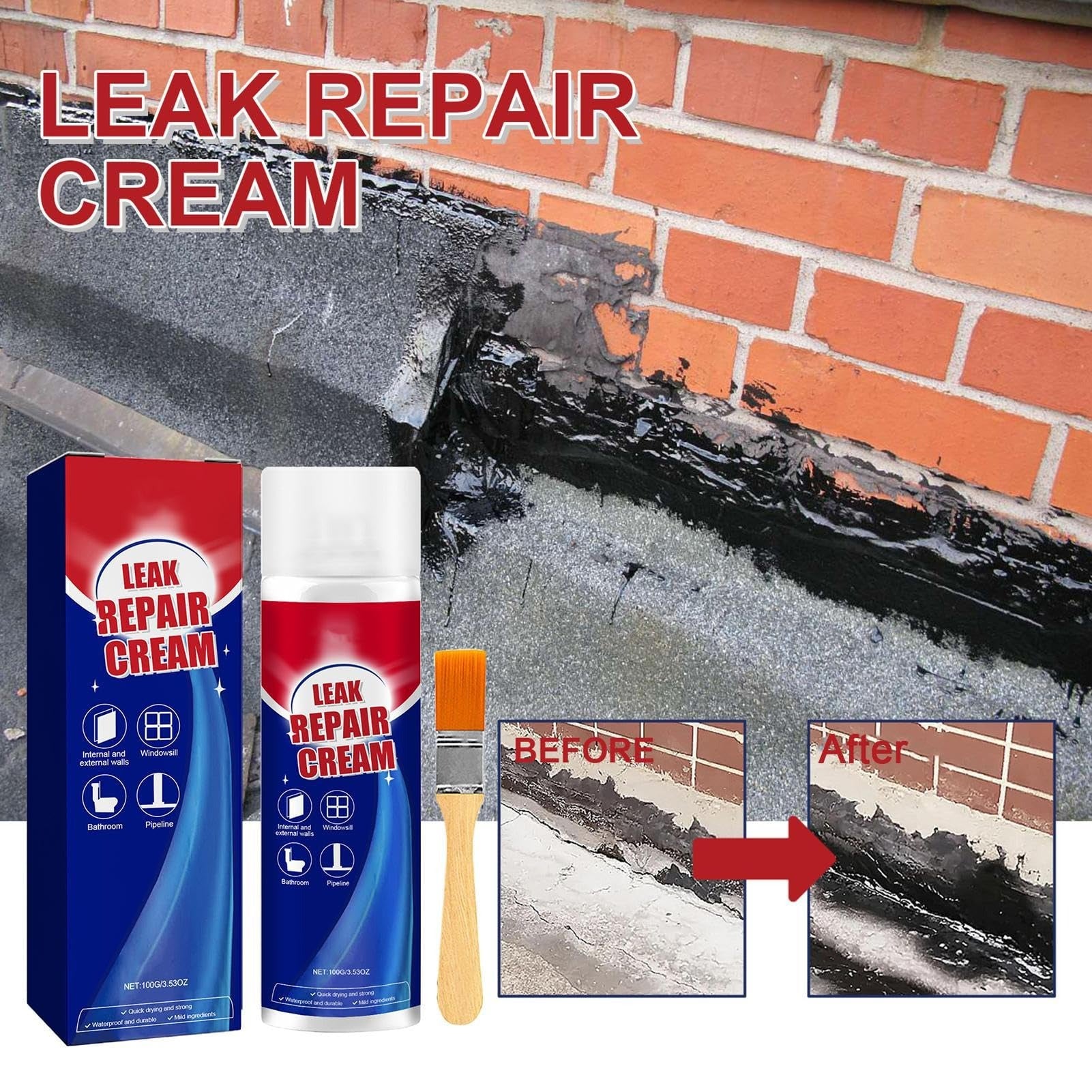 Waterproof Leak Repair Spray Coating with Instant Water-Sealing Protection for Cracks & Leaks