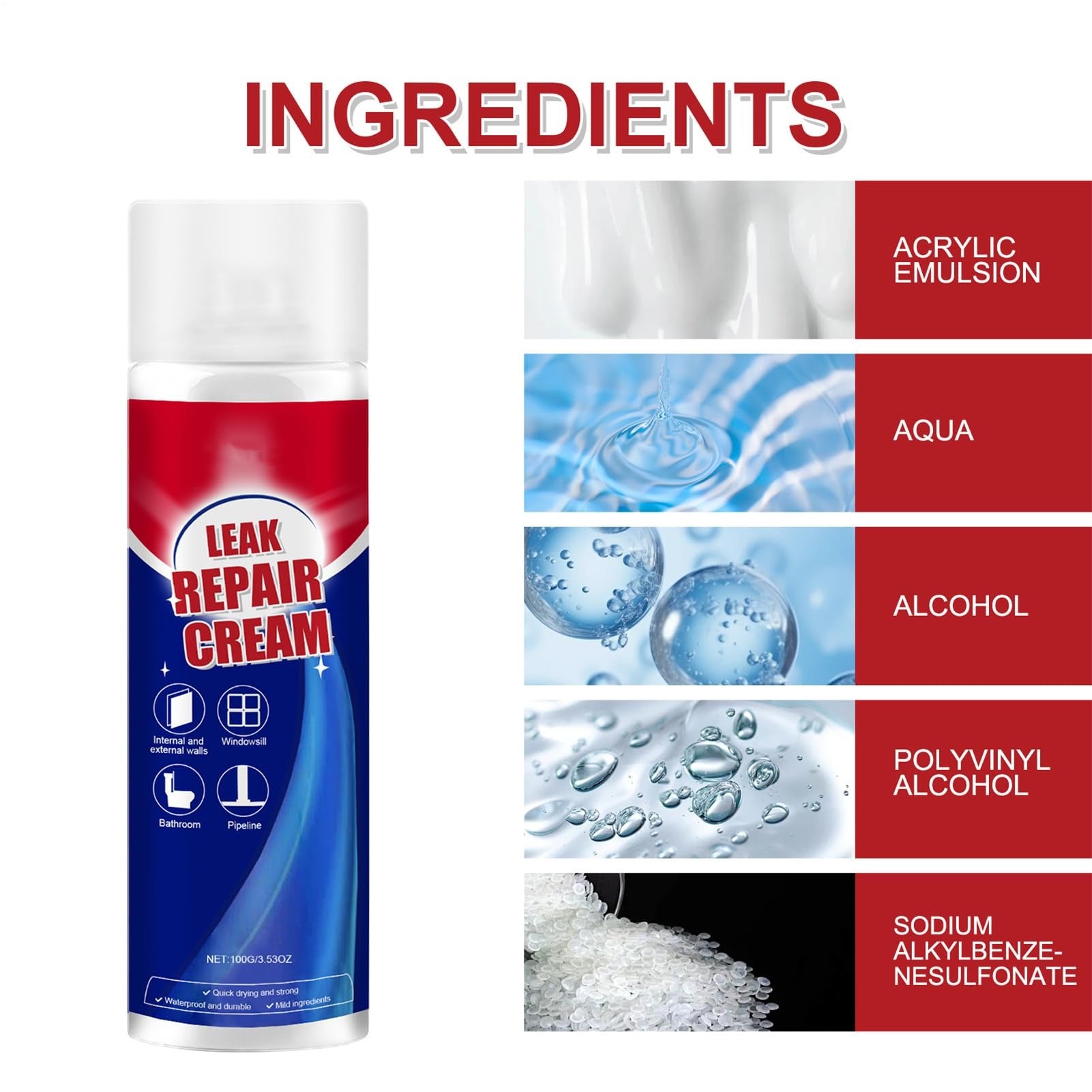 Waterproof Leak Repair Spray Coating with Instant Water-Sealing Protection for Cracks & Leaks