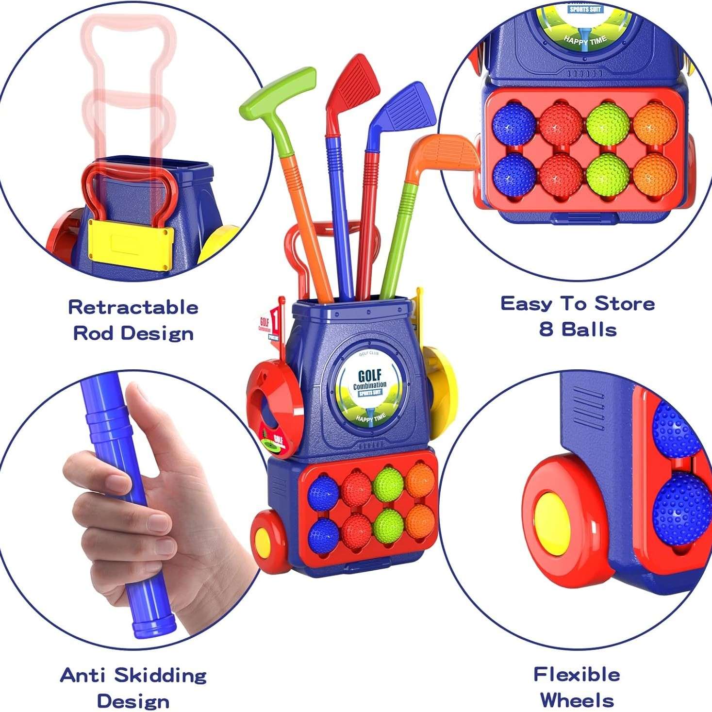 Young Golfers Fun Beginners Golf Club Play Set Kit for Kids – Golf Clubs, Cart, Holes and Play Balls Included