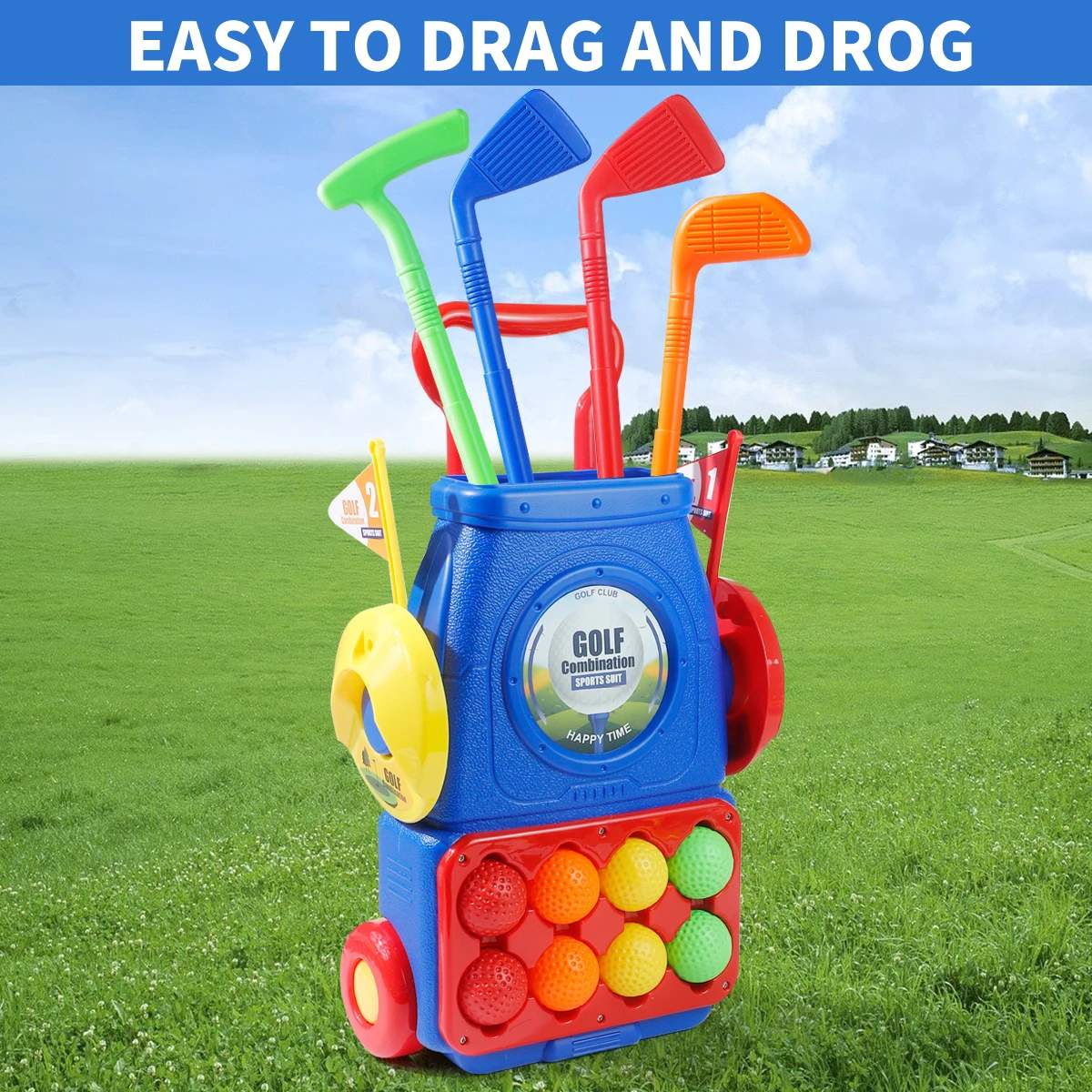 Young Golfers Fun Beginners Golf Club Play Set Kit for Kids – Golf Clubs, Cart, Holes and Play Balls Included