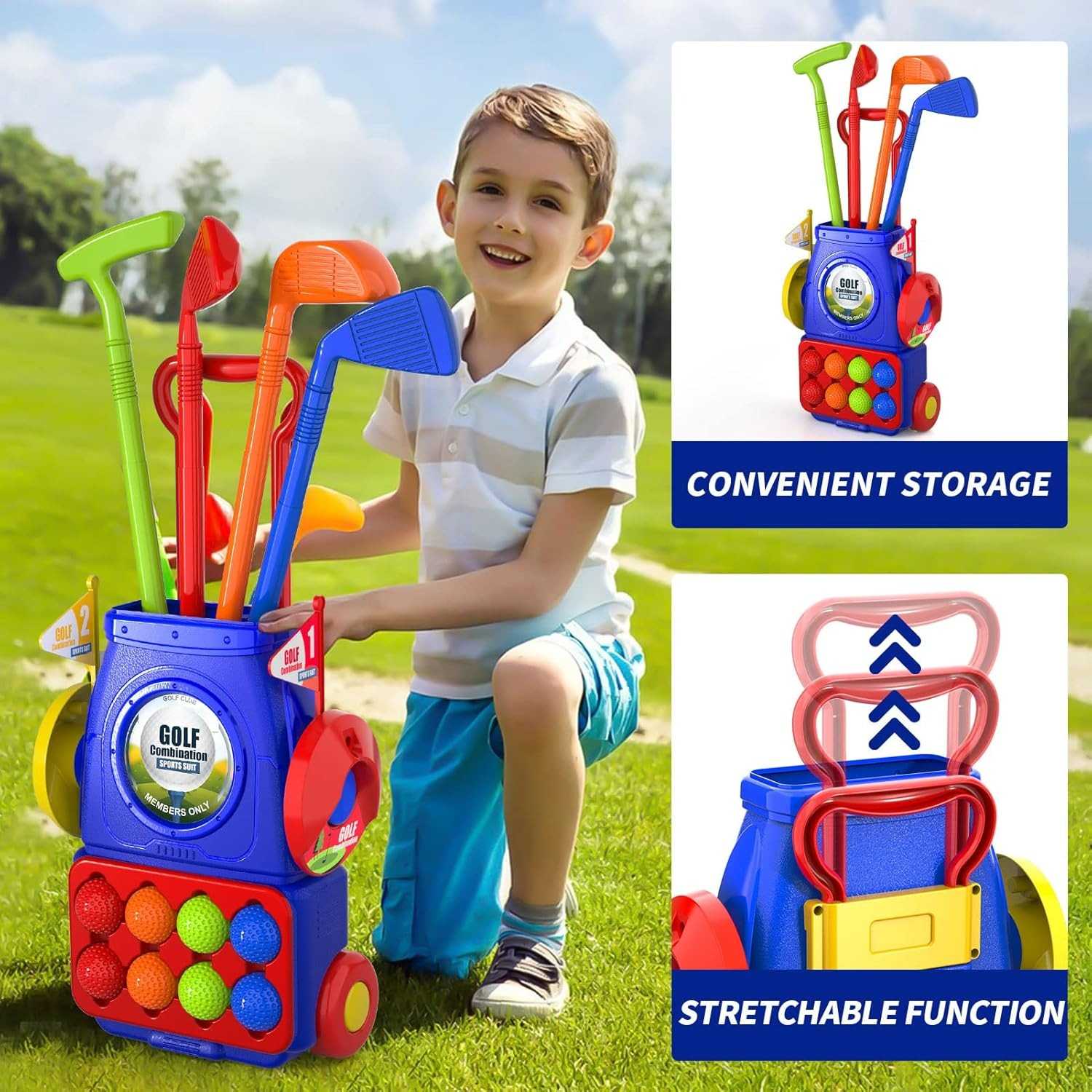 Young Golfers Fun Beginners Golf Club Play Set Kit for Kids – Golf Clubs, Cart, Holes and Play Balls Included
