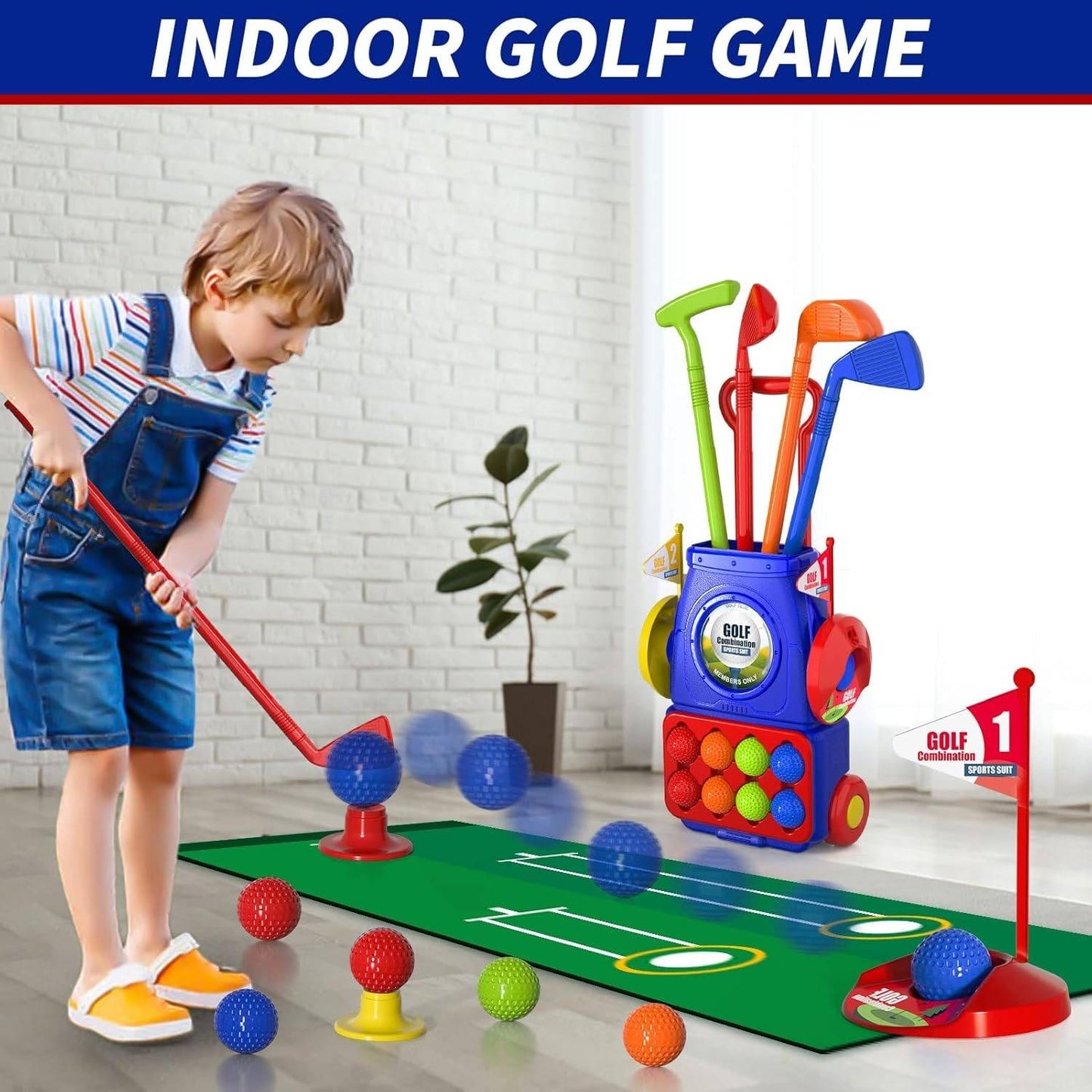Young Golfers Fun Beginners Golf Club Play Set Kit for Kids – Golf Clubs, Cart, Holes and Play Balls Included