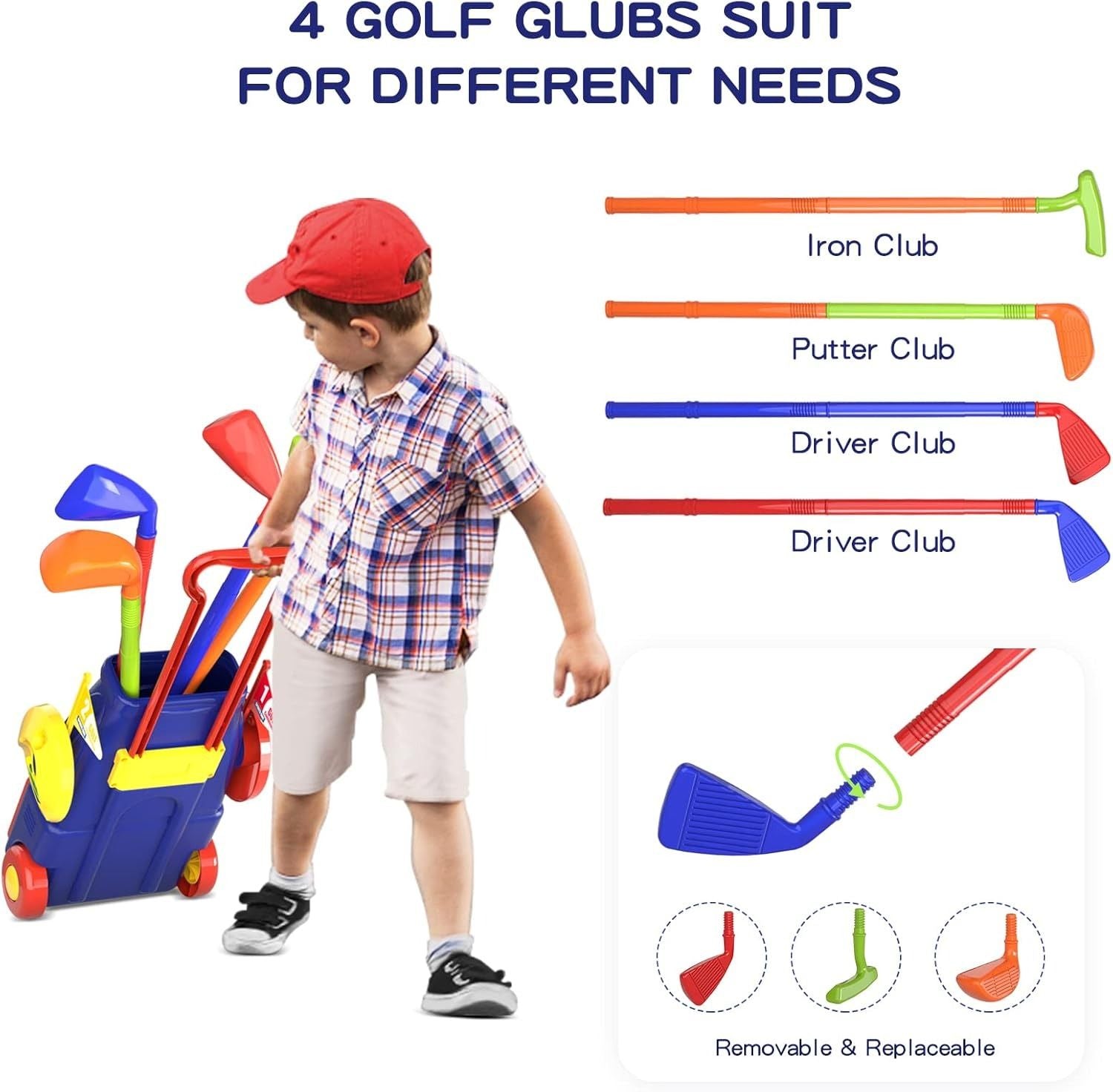 Young Golfers Fun Beginners Golf Club Play Set Kit for Kids – Golf Clubs, Cart, Holes and Play Balls Included