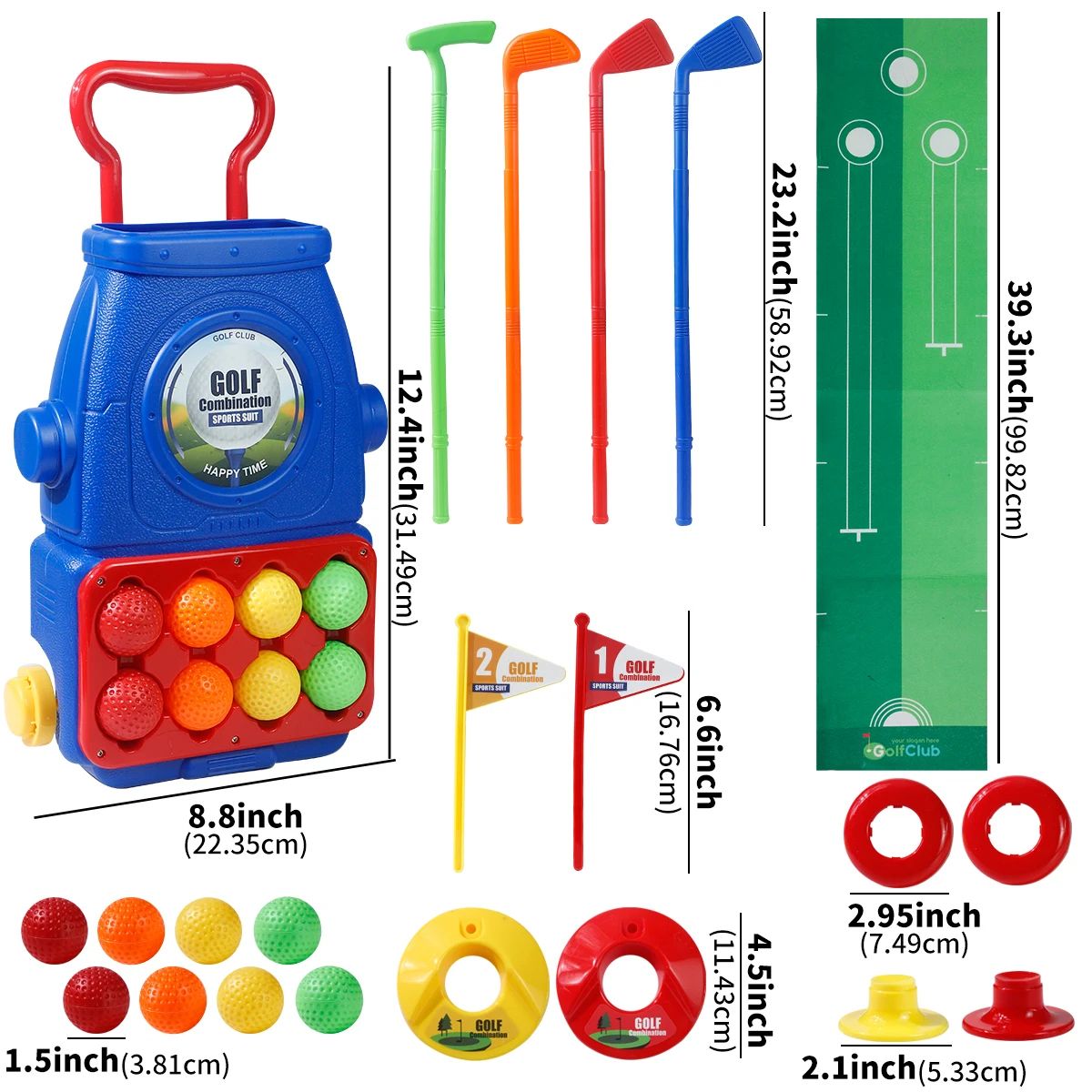 Young Golfers Fun Beginners Golf Club Play Set Kit for Kids – Golf Clubs, Cart, Holes and Play Balls Included