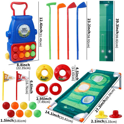 Young Golfers Fun Beginners Golf Club Play Set Kit for Kids – Golf Clubs, Cart, Holes and Play Balls Included