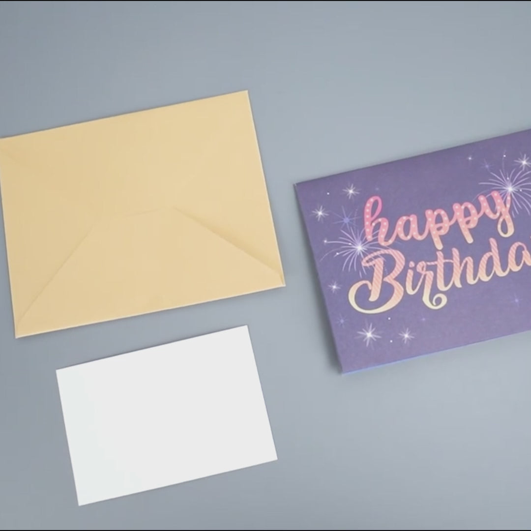 Pop-Up Birthday Card with Envelope  – 3D Card with Fireworks Design with Lights & Sound