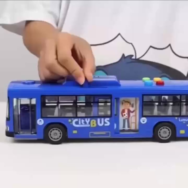 City Bus Toy with Sound, Lights, Opening & Closing Doors – Safe for Ages 3+