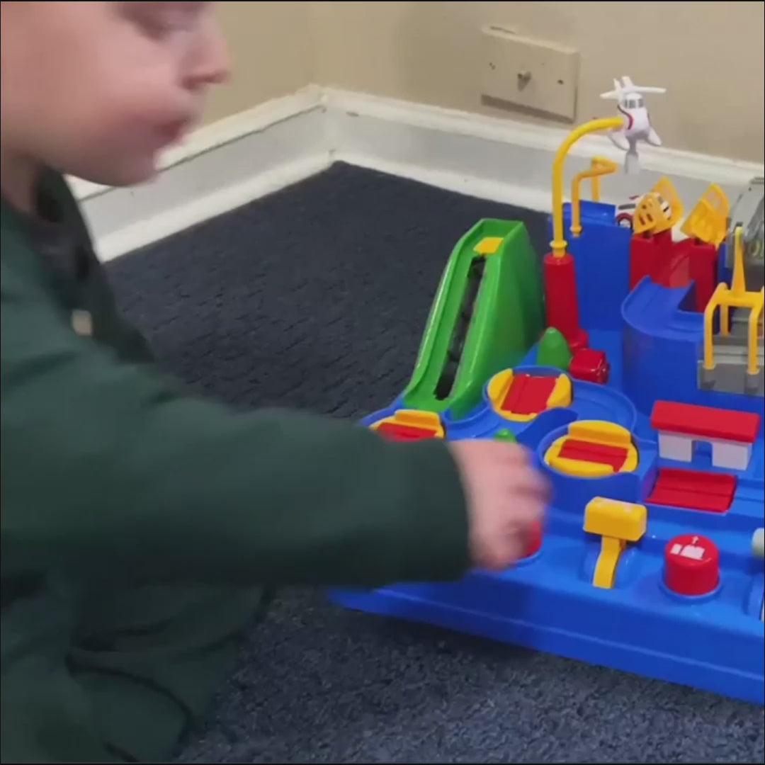 Race Track STEM Learning Toy for Kids Ages 3+ with 4 Mini Cars and 9 Fun Puzzle Levels