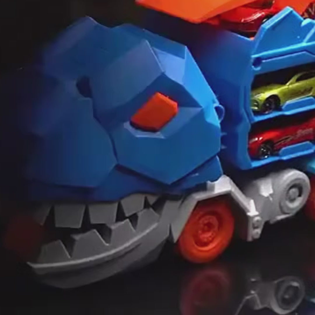 2-in-1 STEM Dinosaur Transport Truck with 2 Metal Cars, Safe for Ages 4+