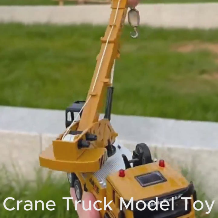1-50 Crane Truck Model - Alloy Diecast, Extendable Boom, Pull-Back Action, Safe for Ages 3+