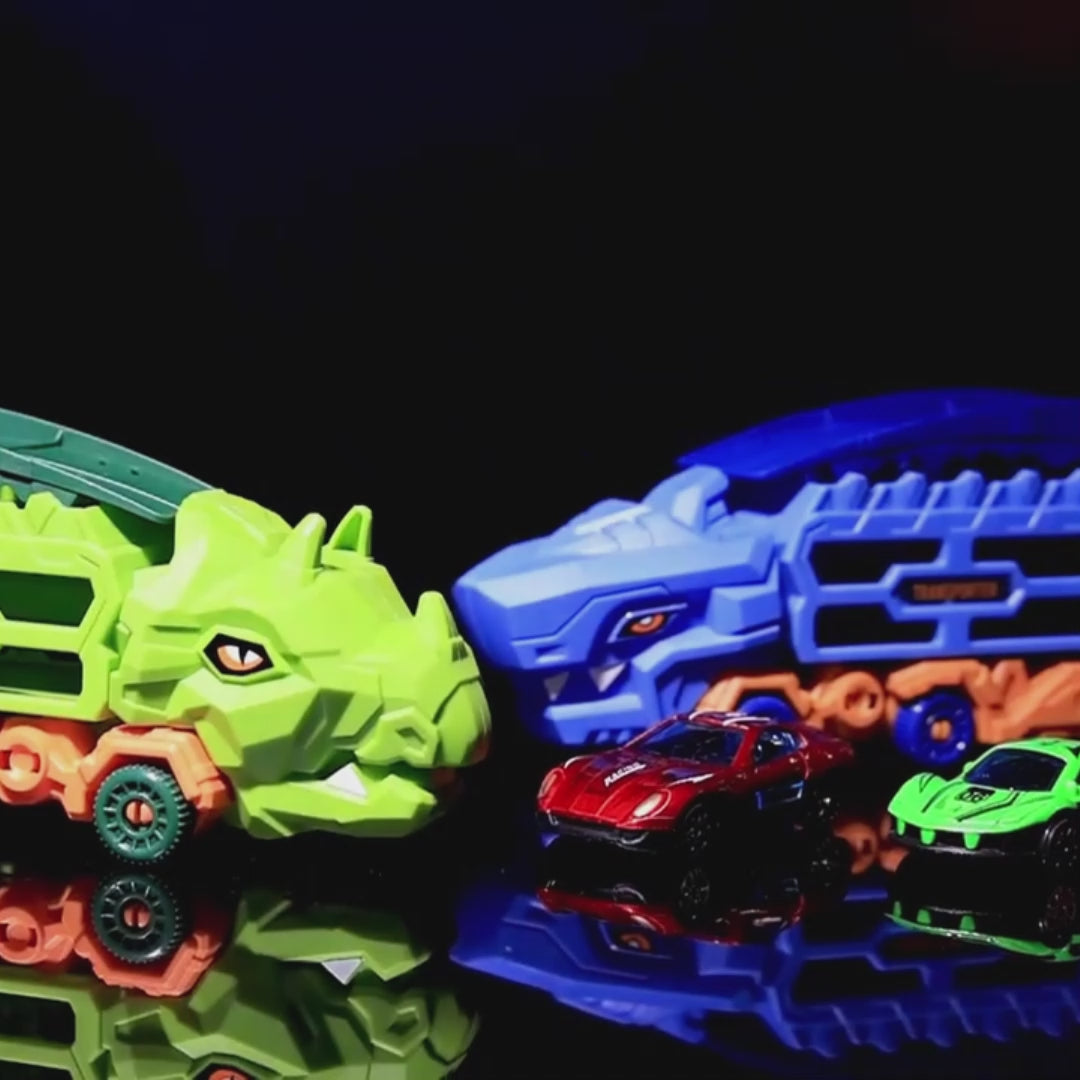 Dinosaur Transport Truck Toy - Multi-Function Vehicle with T-Rex Mode and Mini Cars, Safe for Kids Aged 3+