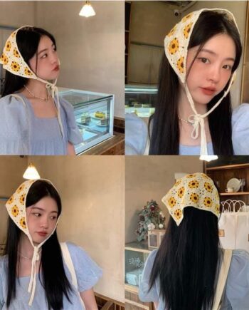 Handmade Cute Flower-Shaped Knitted Head Scarf For Girls