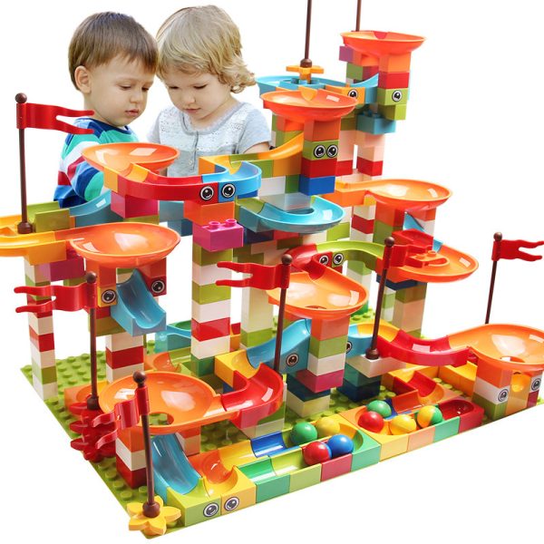 Marmor-Labyrinth-Spielzeug zum Bauen für Kinder, Marmorbahn-Rennset & STEM-Lernspielzeuge, Marmor-Labyrinth-Ballbahn-Bauklötze